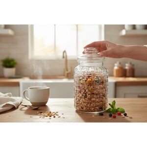 Ankyo Decorative Glass Apothecary Jar Home OS Clear Brand New Basketweave